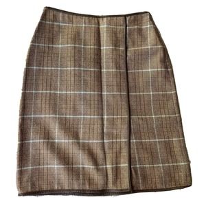 Banana Republic Skirt Womens Size 4 Brown Plaid A-Line Lined Wool Blend